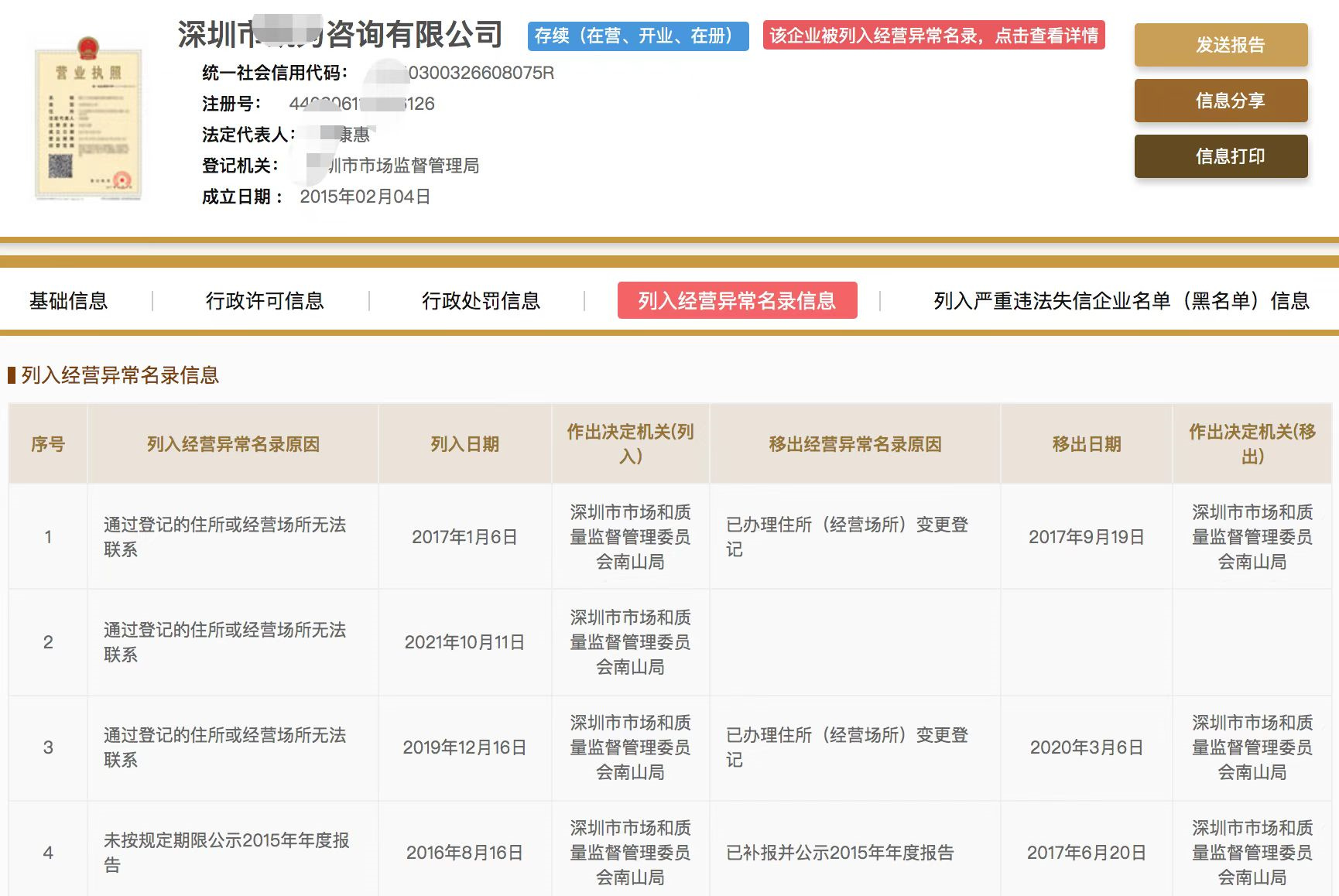 吉林企业经营异常记录消除